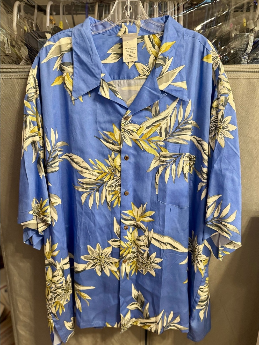 Uty Men’s  Floral Short-Sleeve Button-Down Shirt. Hawaiian Shirt Size 3XL